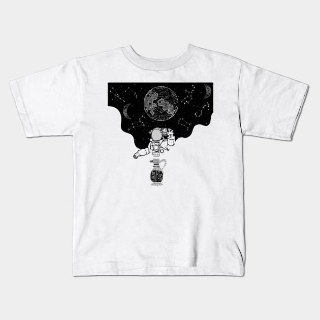 The Happy Spaceman and the Constellations Kids T-Shirt by Moshi Moshi Designs